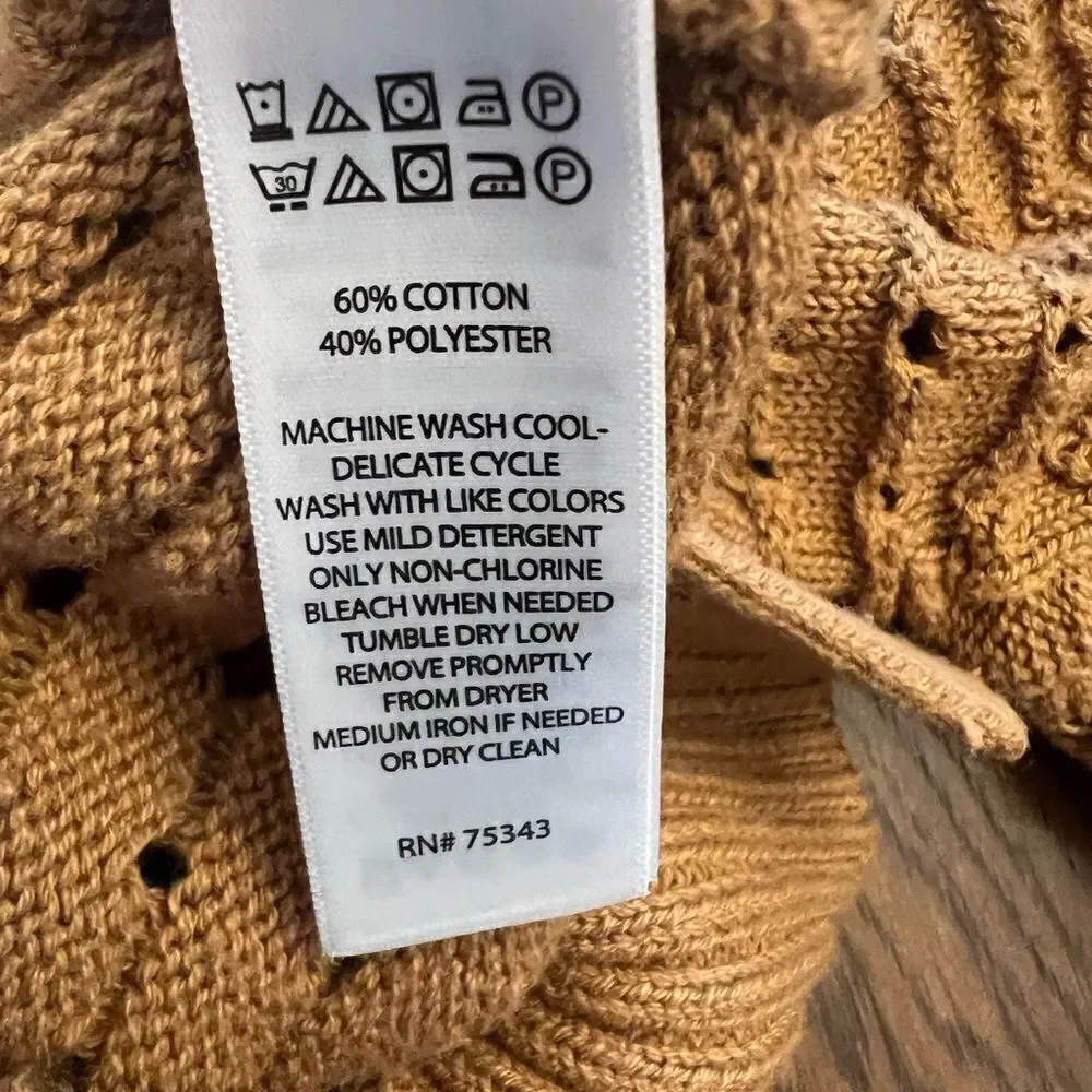 Joie Camel Brown Tan Open Knit Polo Sweater Top women’s  Size XS.